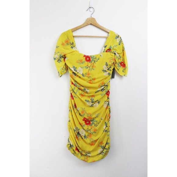 NEW Lovers + Friends Joss Dress Spring Bloom Floral Print Yellow Off Shoulder S - Picture 3 of 8